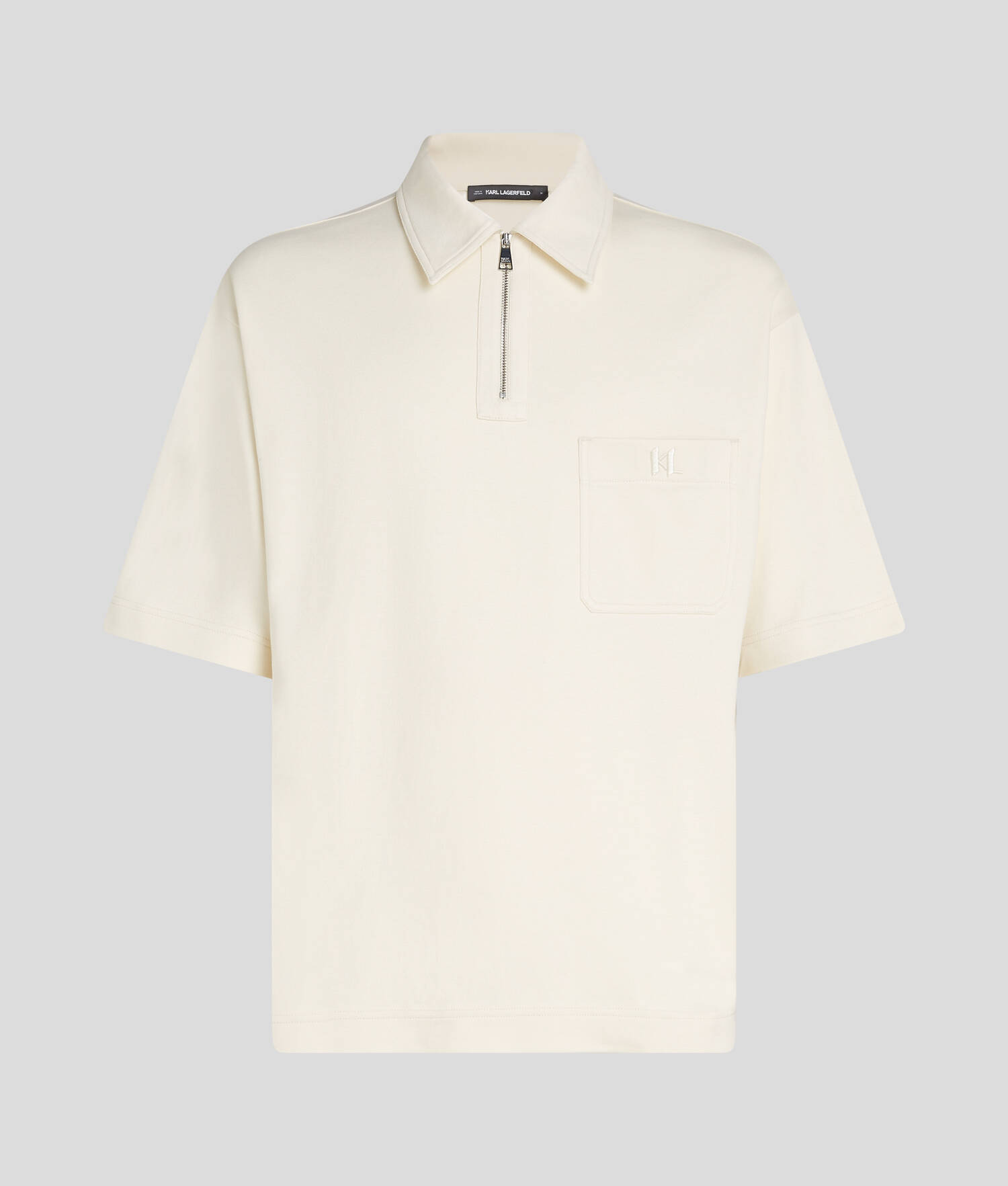 POLO ZIPPÉ KL MONOGRAM - Crème Cannoli