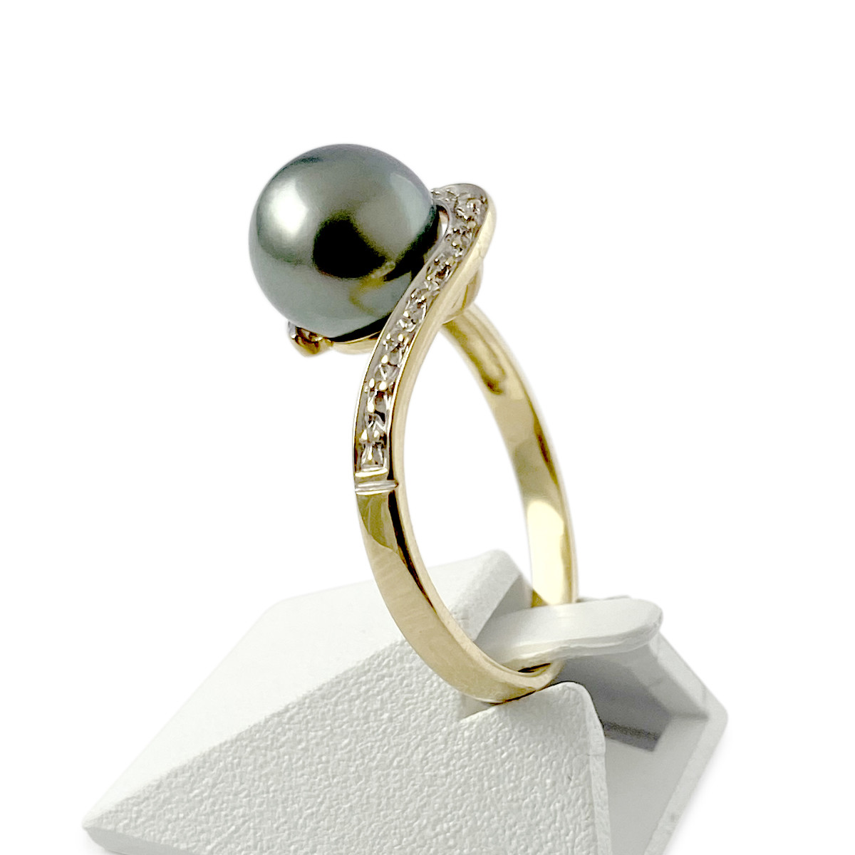 Bague d'occasion or 750 jaune diamant perle de tahiti