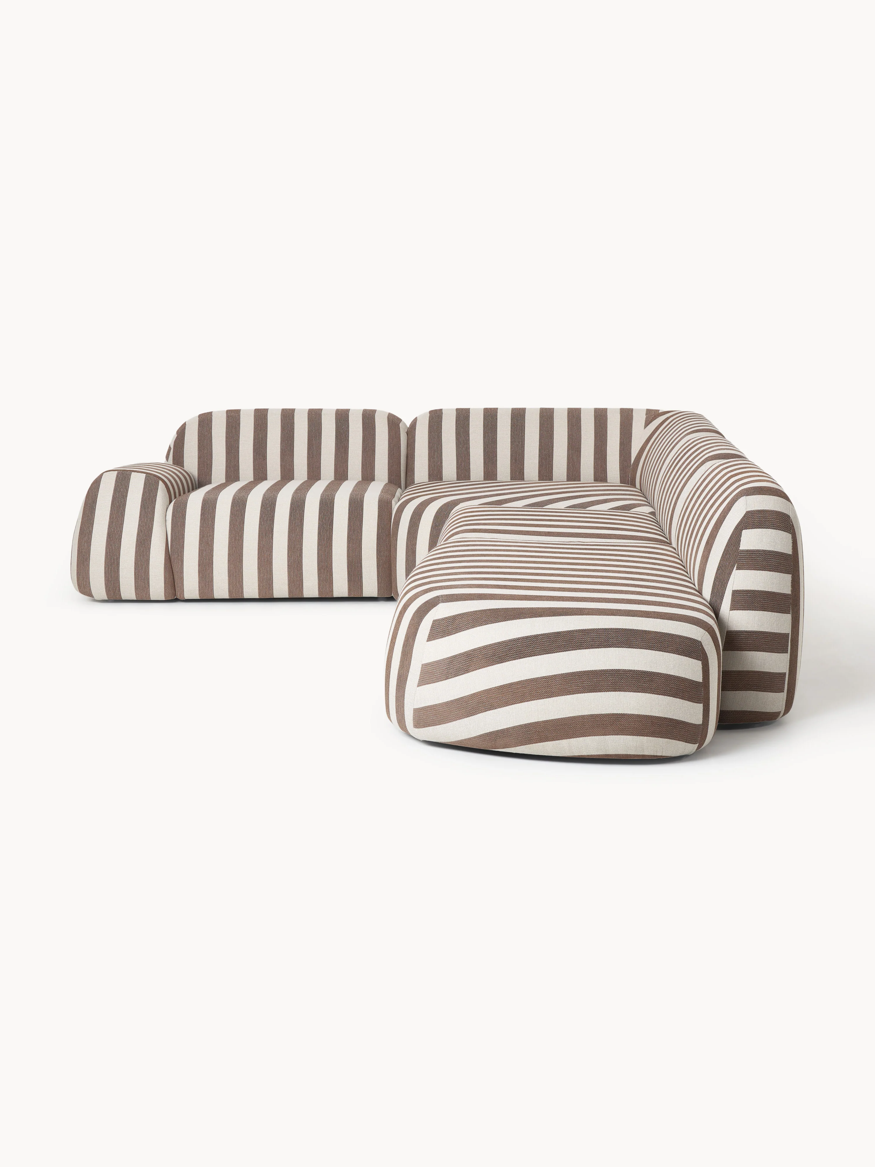 Gestreepte XL modulaire hoekbank Wolke met chaise longue