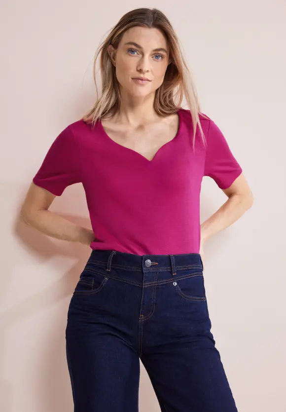 Shirt mit Herz-Ausschnitt - magnolia pink