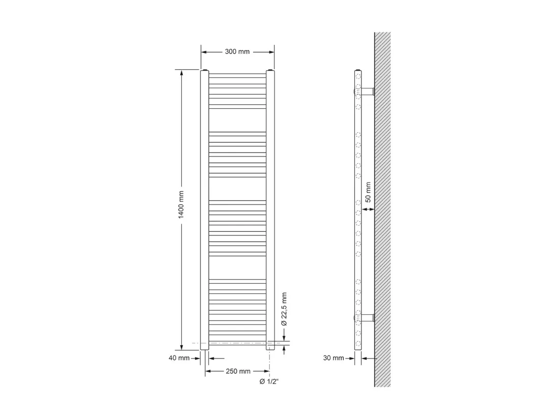Radiateur Design Sahara Électrique Anthracite avec Elément Chauffant Chromé 1200W