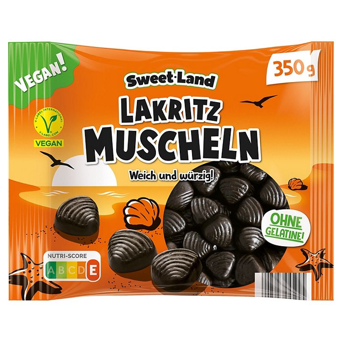 SWEET LAND Vegane Lakritz Favoriten, Lakritz Muscheln, 350g