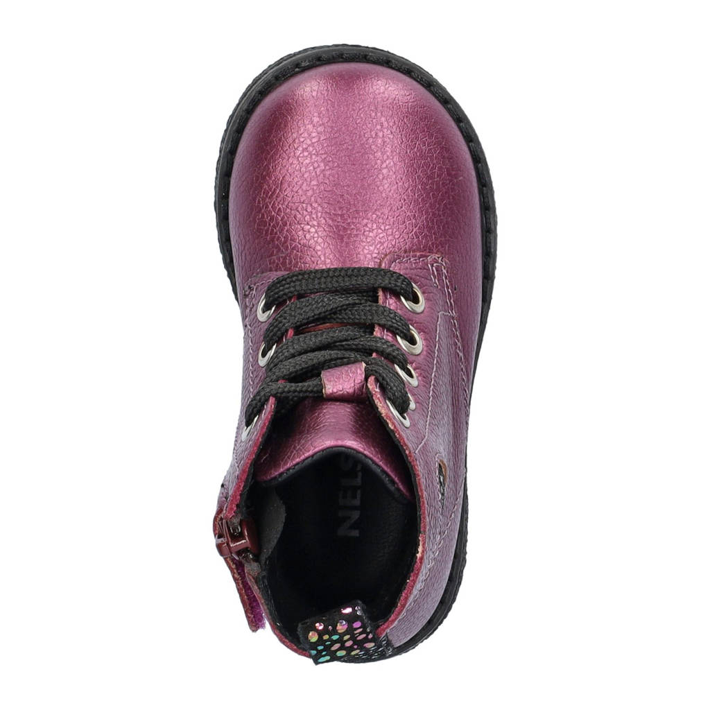 Nelson Kids leren veterboots paars metallic