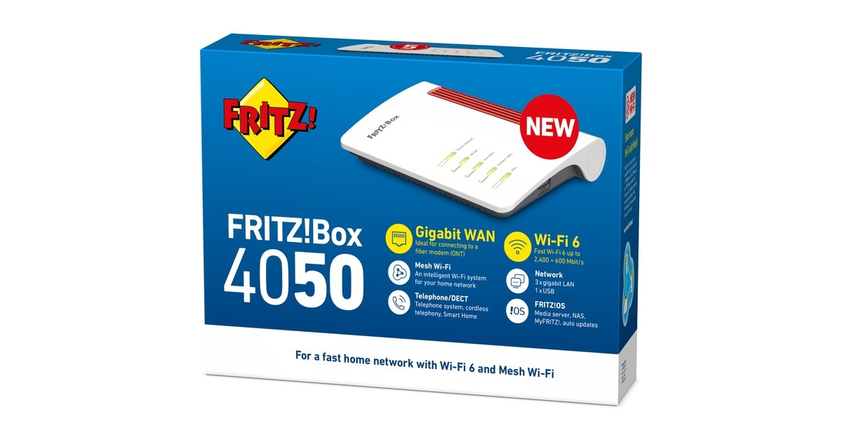 FRITZ!Box 4050 Edition International router  (Wit/rood, Mesh Wi-Fi)