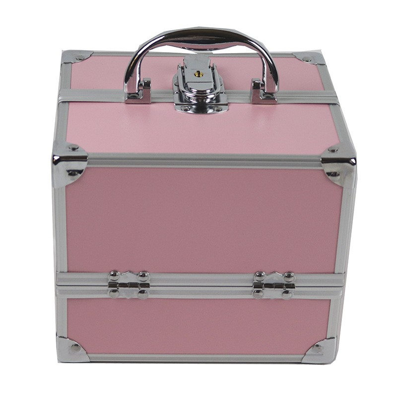 (18x15.5x15cm) Klappbarer Aluminium Schminkkoffer Beauty Make Up Organizer - Rosa