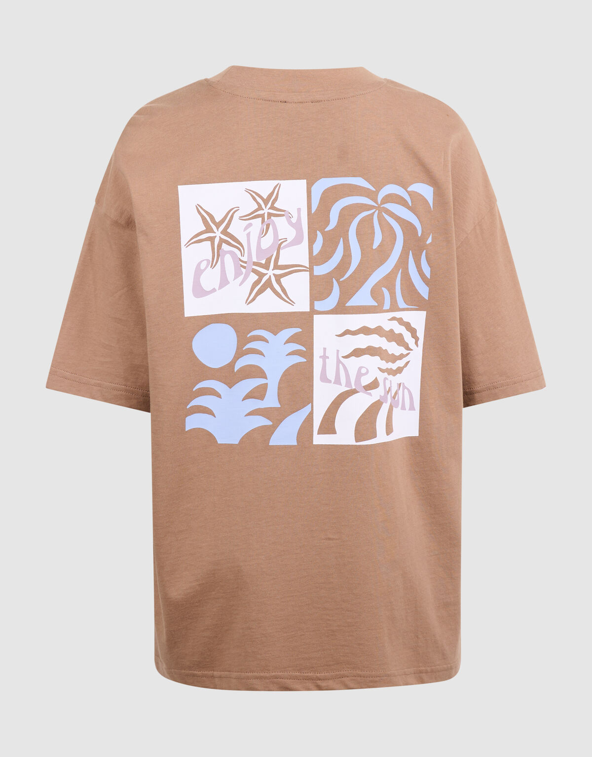 Oversized Sun Artwork T-shirt Lichtbruin