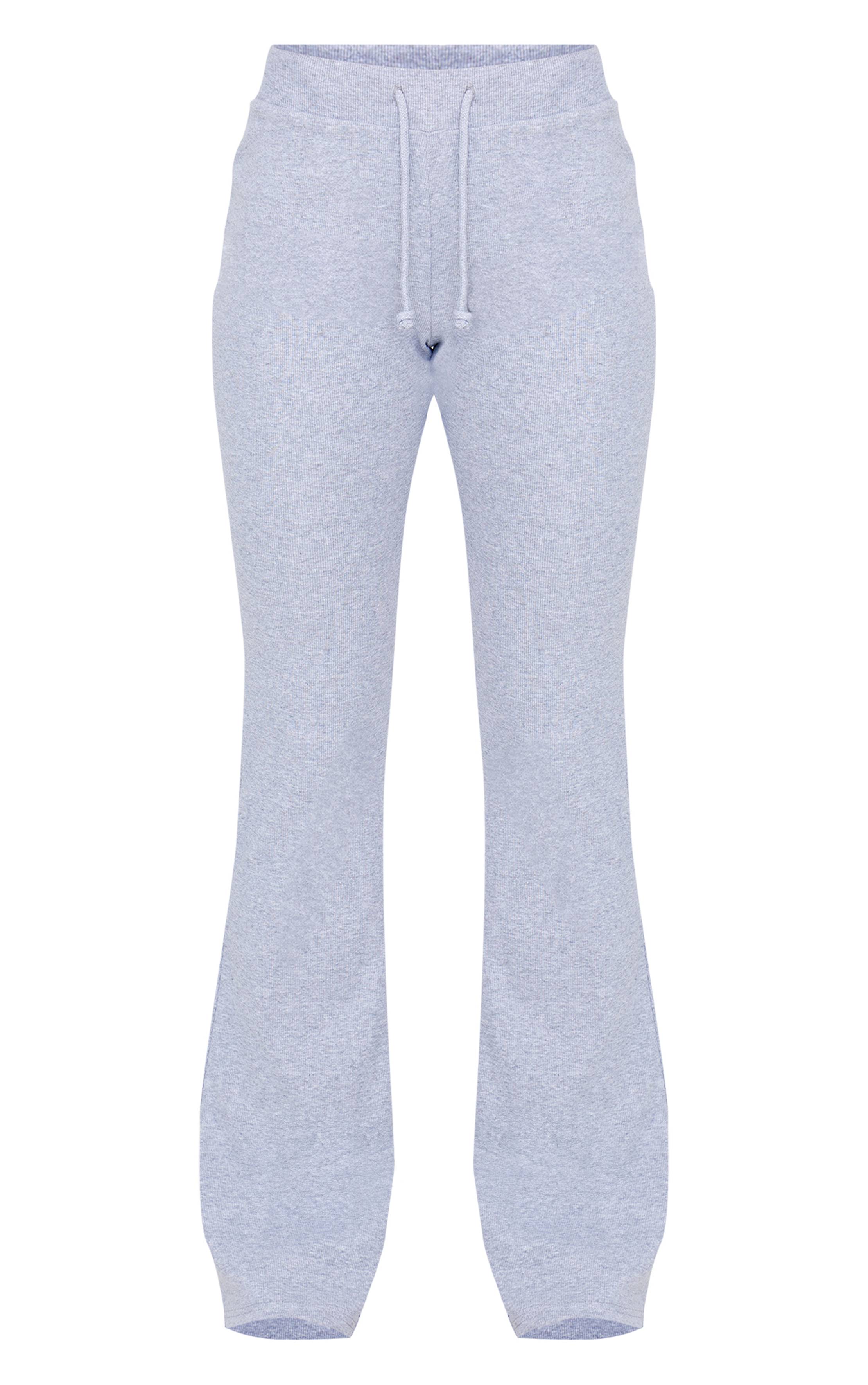 Gris Chiné Pantalon Évasé Côtelé À Cordon De Serrage Tall