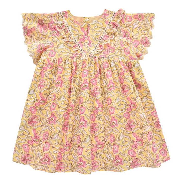 Louise Misha Robe Coton Bio Fleurs Siloe | Jaune
