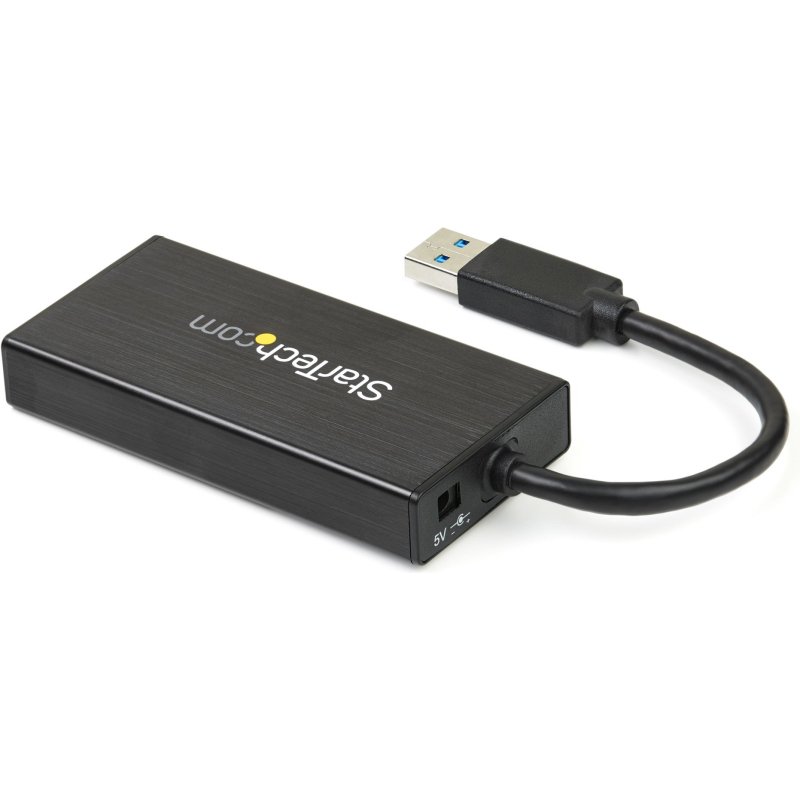 StarTech.com Hub USB 3.0 (5Gbps) portable à 3 ports avec câble intégré plus Gigabit Ethernet - Aluminium