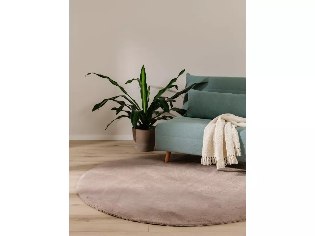 Tapis en fausse fourrure Furry Taupe ø 80 cm rond