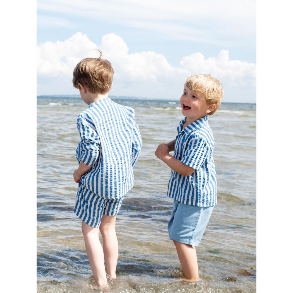 Køb Serendipity Azur Stripe Kort Sleeve Skjorte