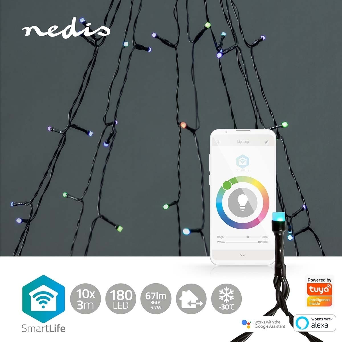 Nedis SmartLife Julelys | Tre | Wi-Fi | RGB | 180 LED s | 10 x 2 m | Android™ / IOS