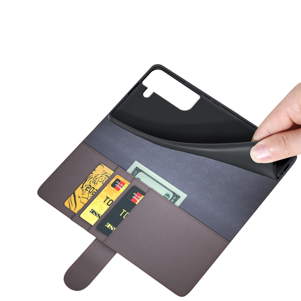 Samsung Galaxy S23 5G Echtleder Tasche Flip Cover mit Kartenfächer - Schwarz