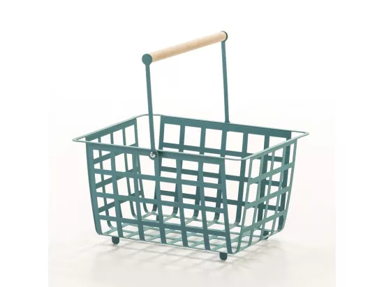 Set de 2 semi grands paniers avec poignée en bois, ZESTA.