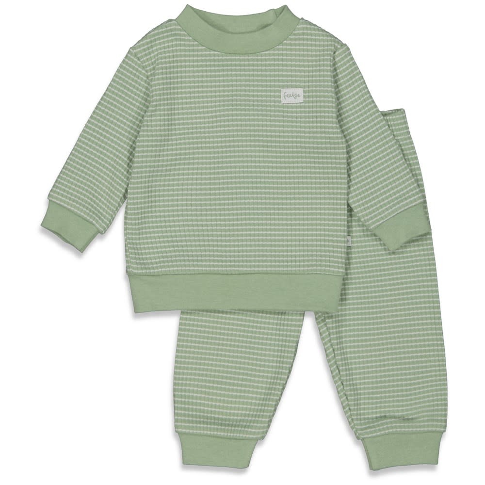 Feetje Feetje pyjama wafel groen melange