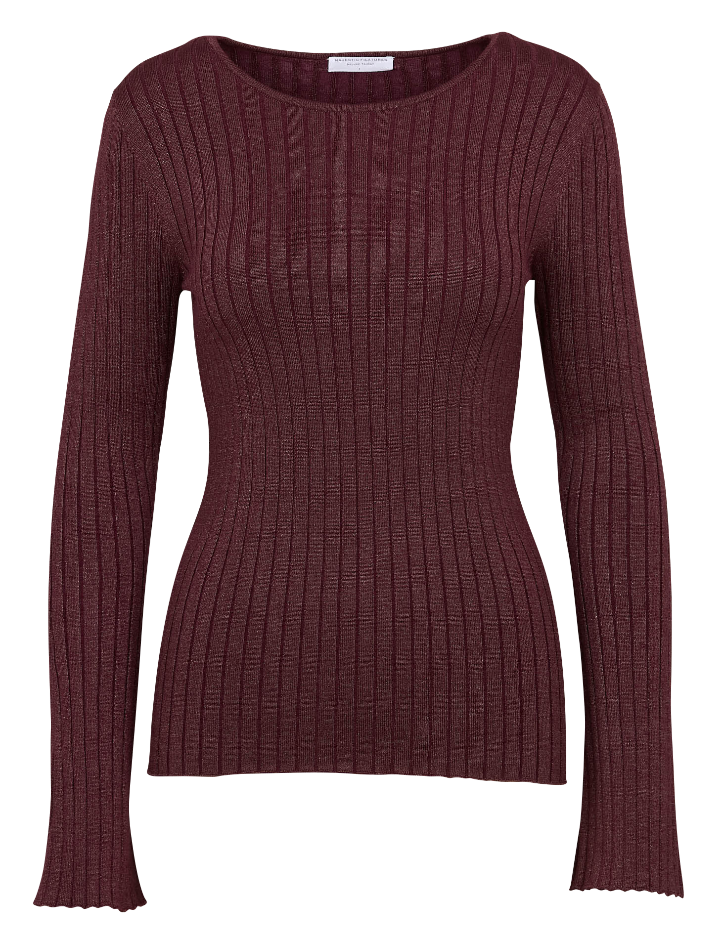 Pull cintré col rond en maille métallisée |