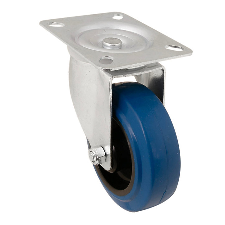 Roulette pivotante sans frein ø100 mm, plaque 105 x 85 mm, charge max 100kg