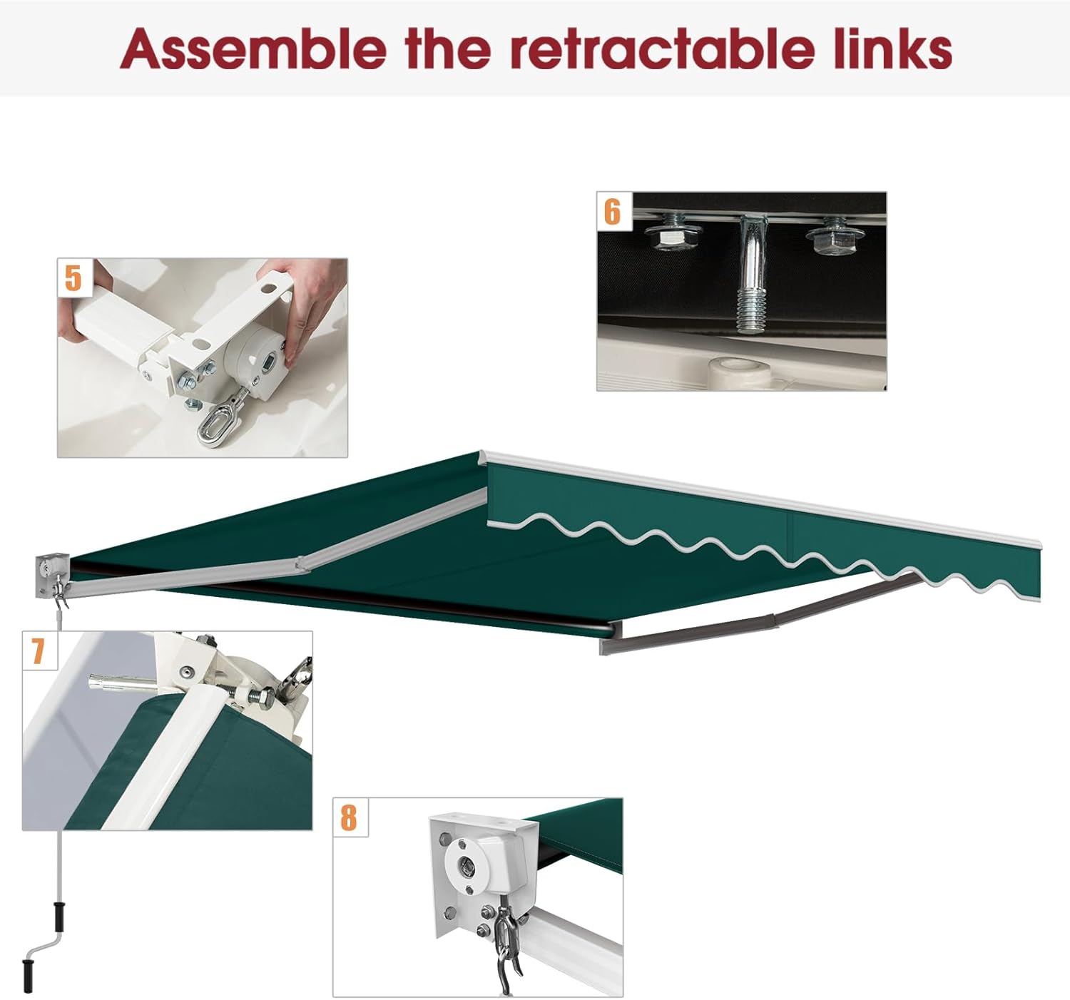 COSTWAY Gelenkarmmarkise Markise, 300 x 250cm Terrassenmarkise mit Alu-Rahmen & Handkurbel, Sonnenmarkise 40-100° Winkel einstellbar, Sonnenschutz & Wasserdicht Balkonmarkise für Balkon, Terrasse