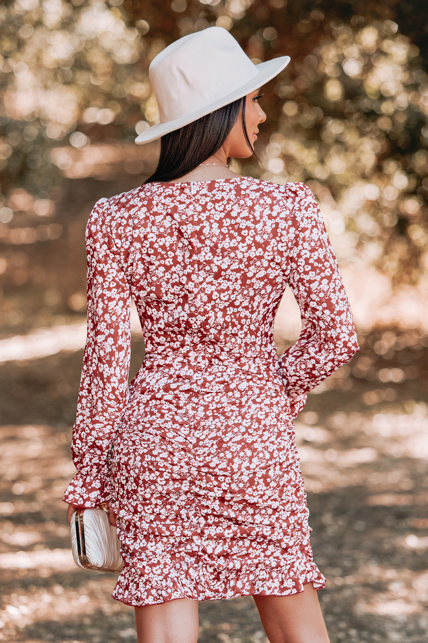 Robe mini ruchée à fleurs