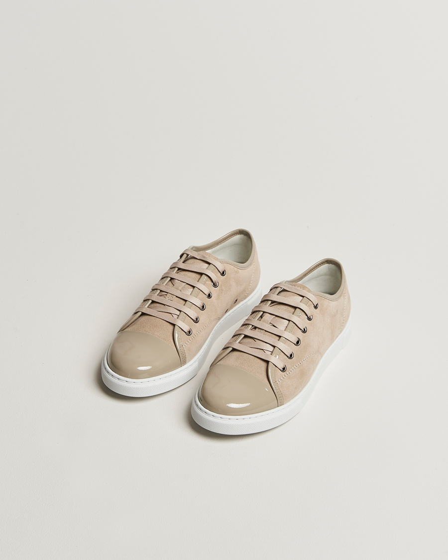 Lanvin Womens Patent Cap Toe Sneaker Beige