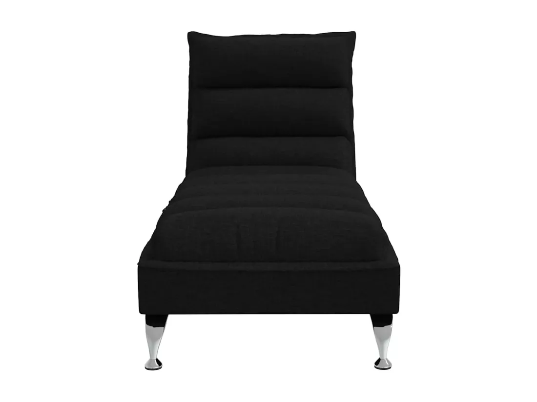 Chaise longue de massage avec coussins noir tissu