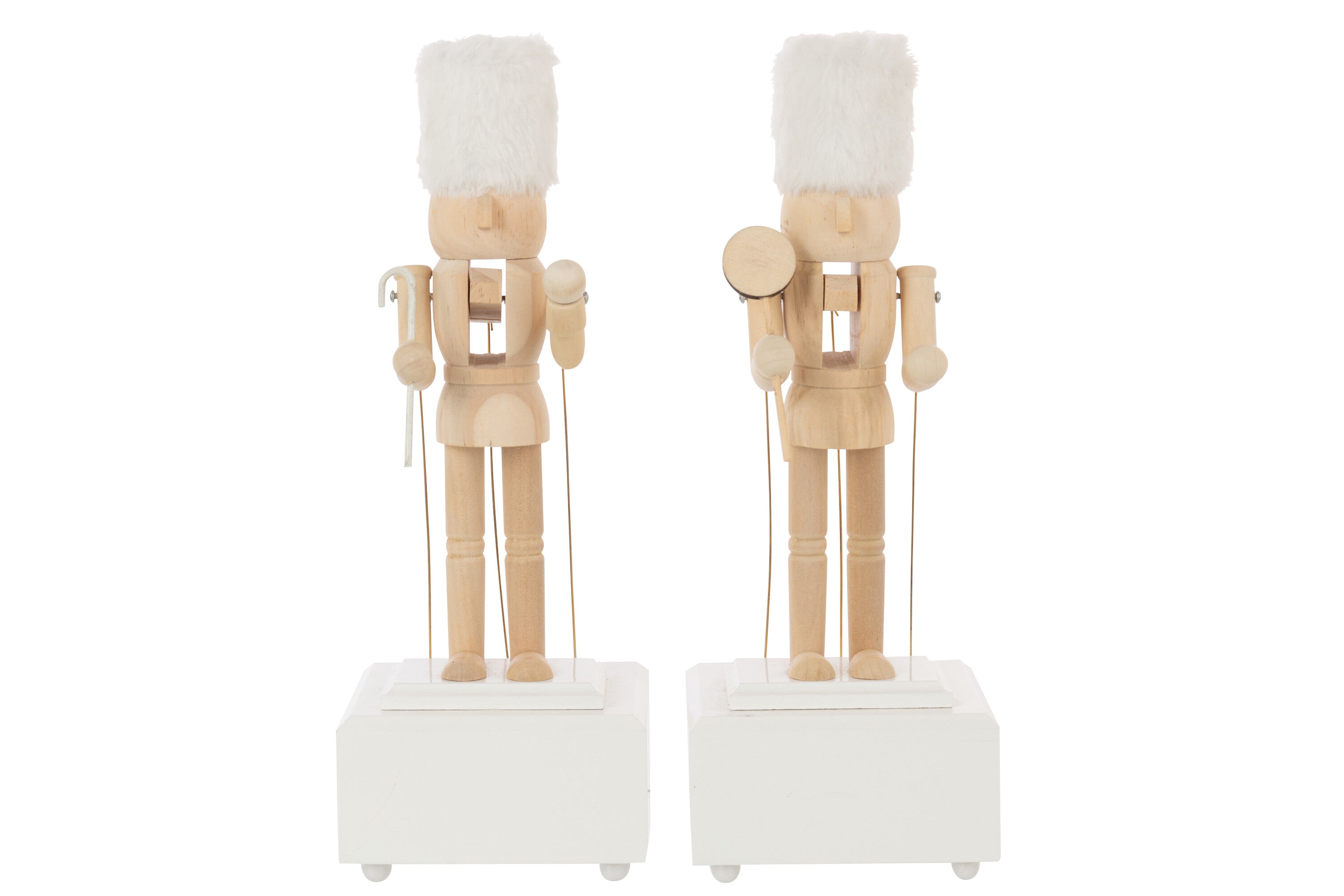 J-Line figuur Notenkraker Muziek - hout - naturel|wit - 2 st