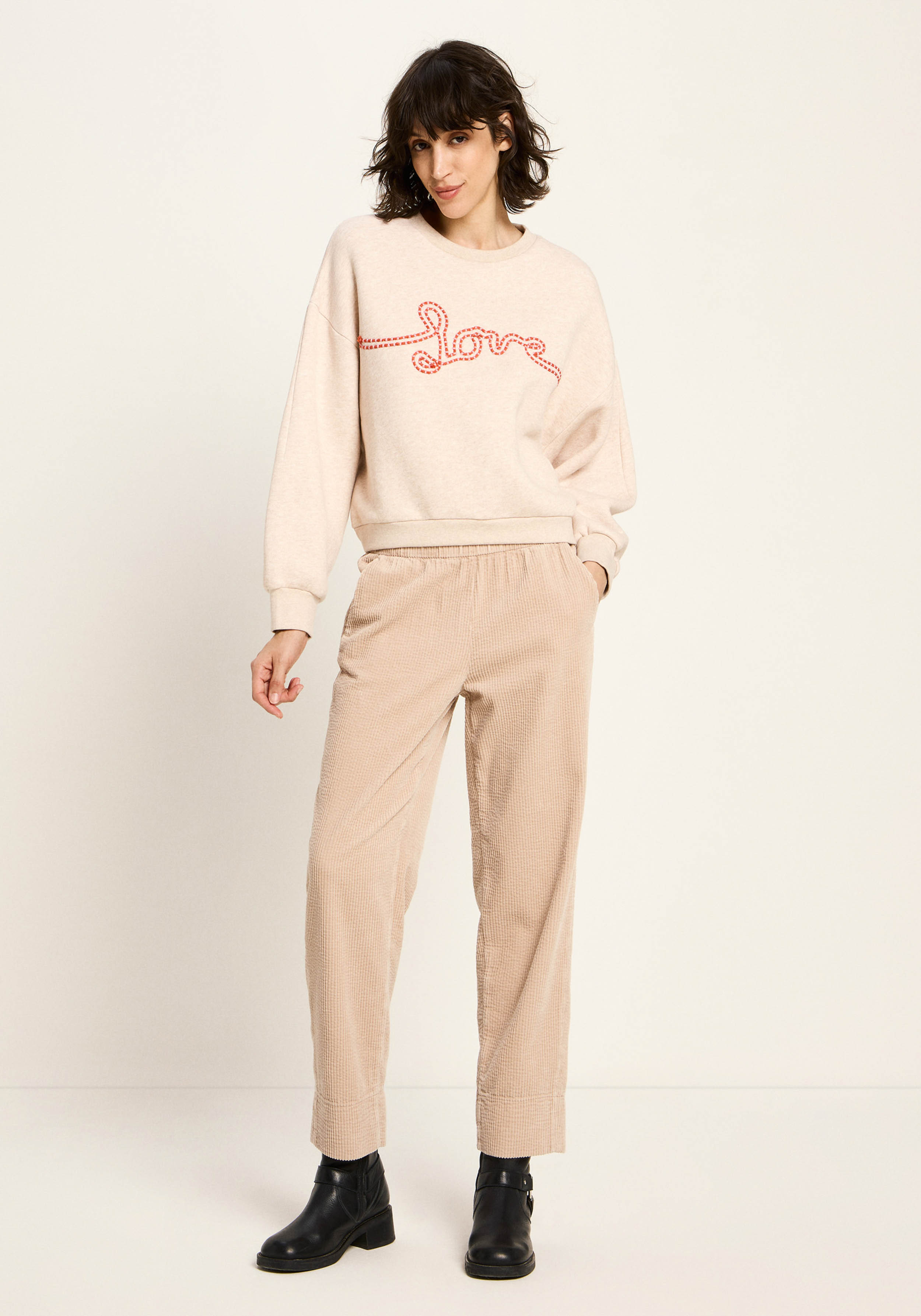 Lanius Statementsweatshirt Cream Melange