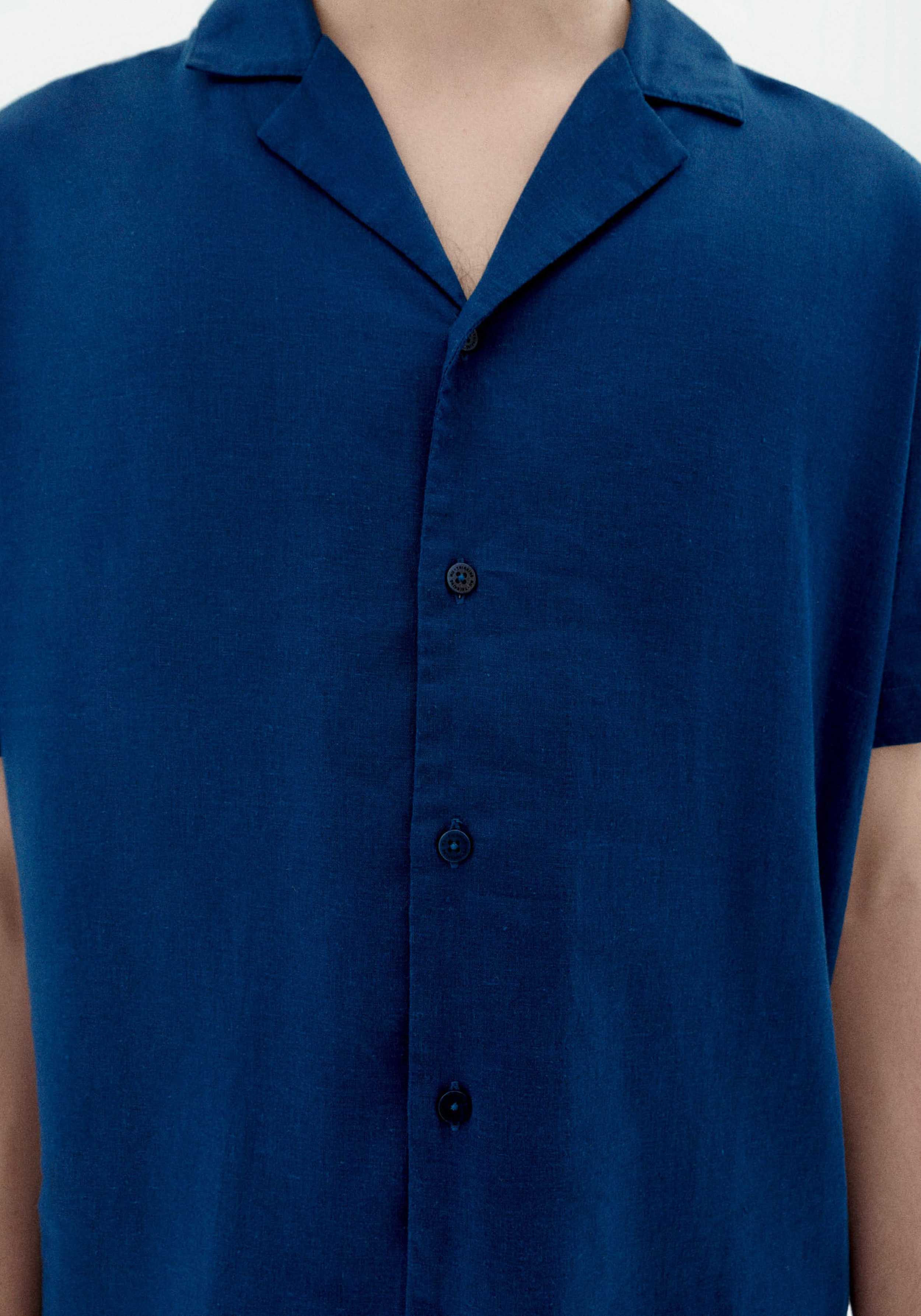 Thinking Mu Kurzarmhemd Jules Hemp Blue Night