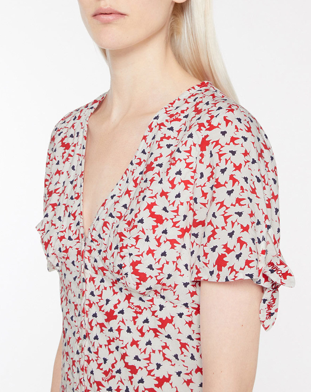 Tommy Jeans Robe Midi imprimée rouge/blanc