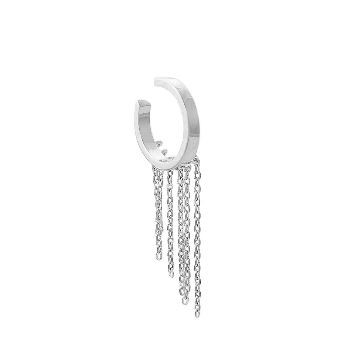 Clip d'oreille earcuff avec chaînettes pendantes Argent 925 Rhodié
