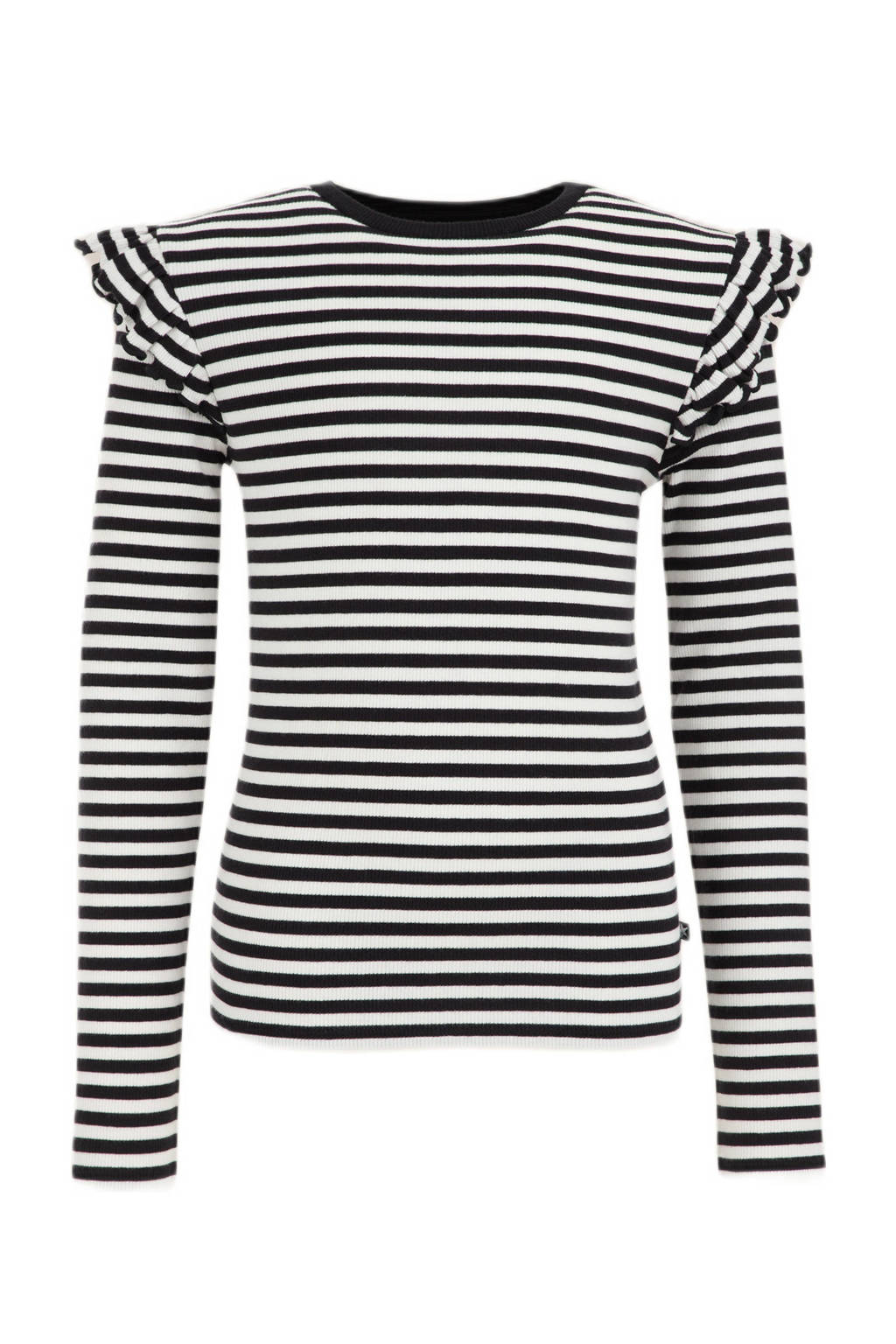 WE Fashion gestreepte longsleeve roze/wit
