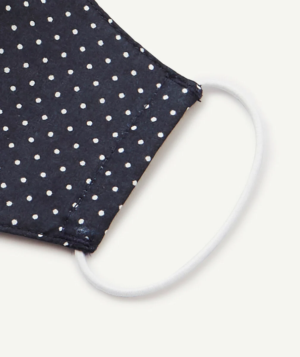 LE MASQUE ADULTE BLEU MARINE À POIS EN TISSU - CATÉGORIE 1