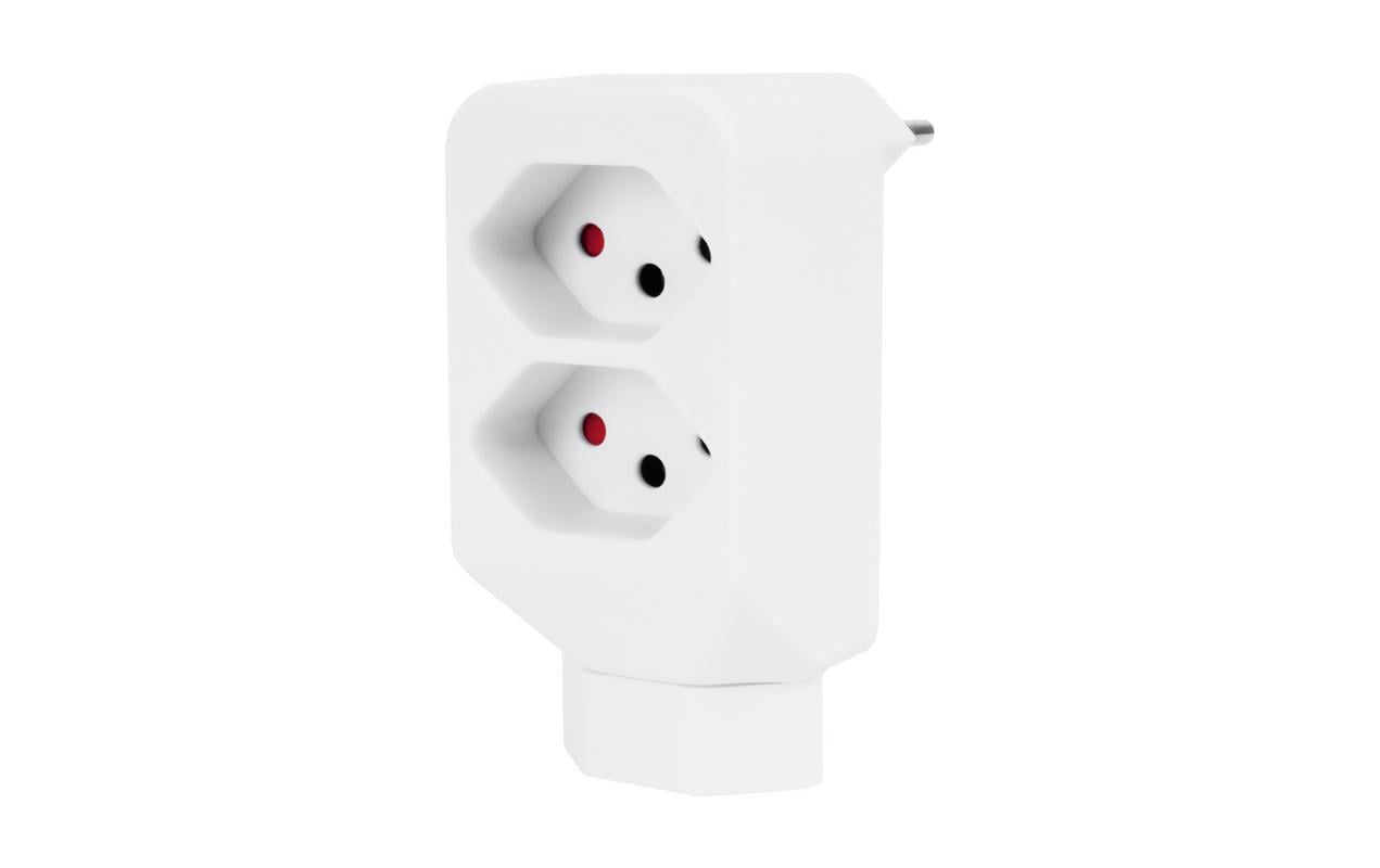 Mehrfachadapter 2 + 1x T13, WeissMehrfachstecker 2x T13 + 1x T13 mit erhöhtem Berührungsschutz, Weiss