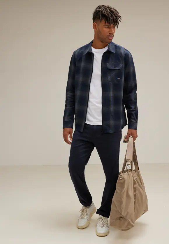 Zipper Karo Overshirt - anthra grey melange