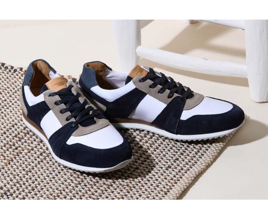 Sneakers homme Velours Bleu et Blanc - NALINGA