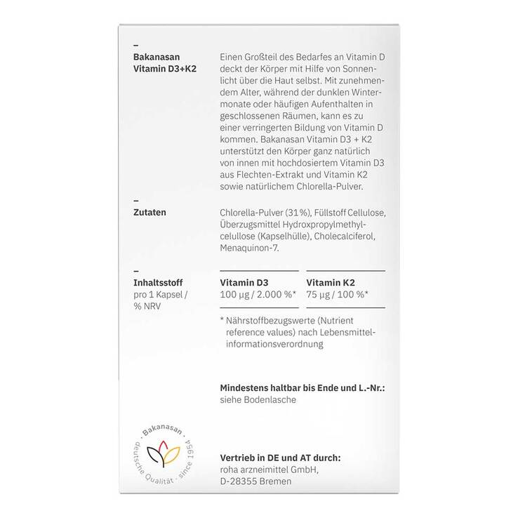 Bakanasan Vitamin D3 + K2 Kapseln, 60 St