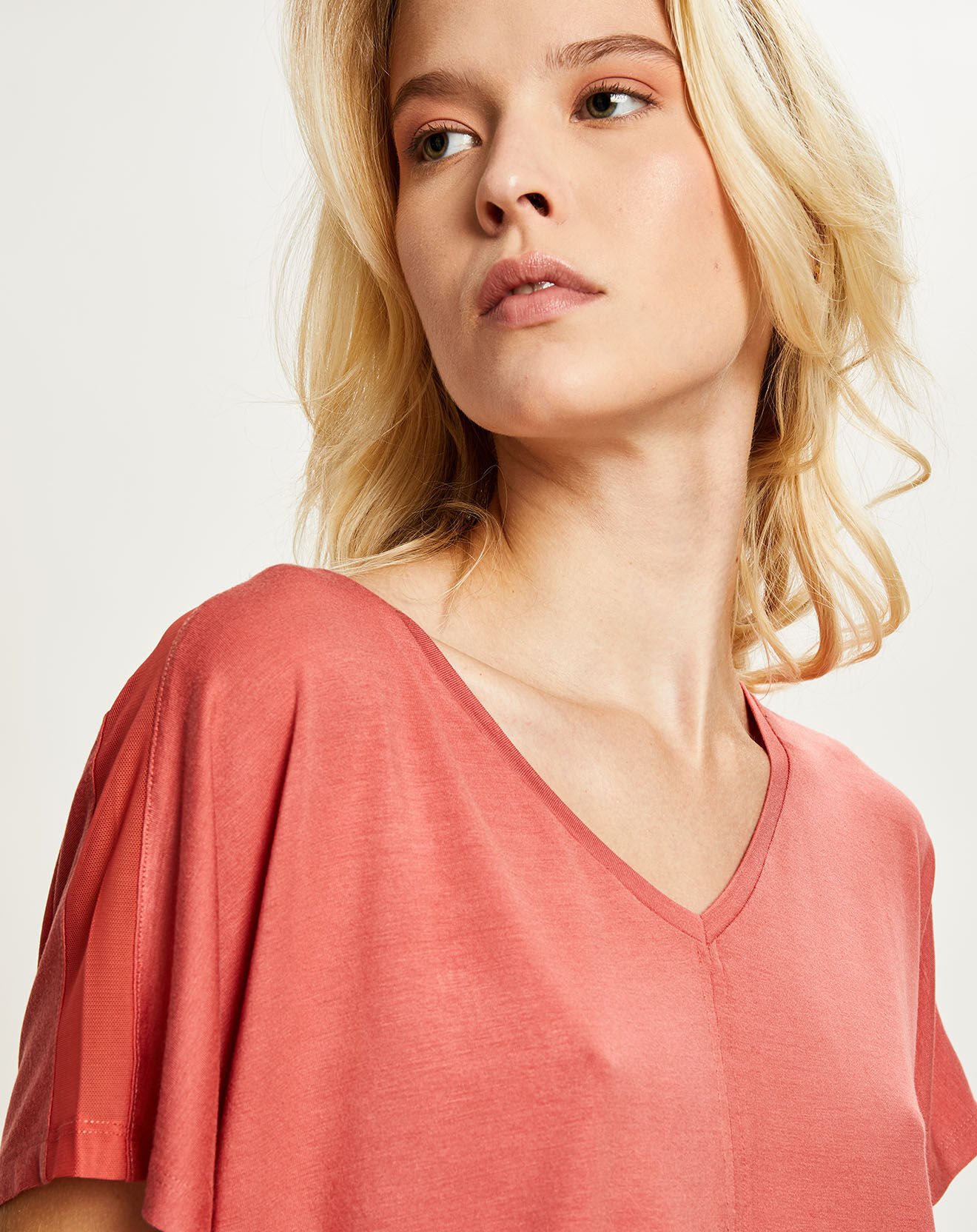 Femilet T-Shirt col V pêche