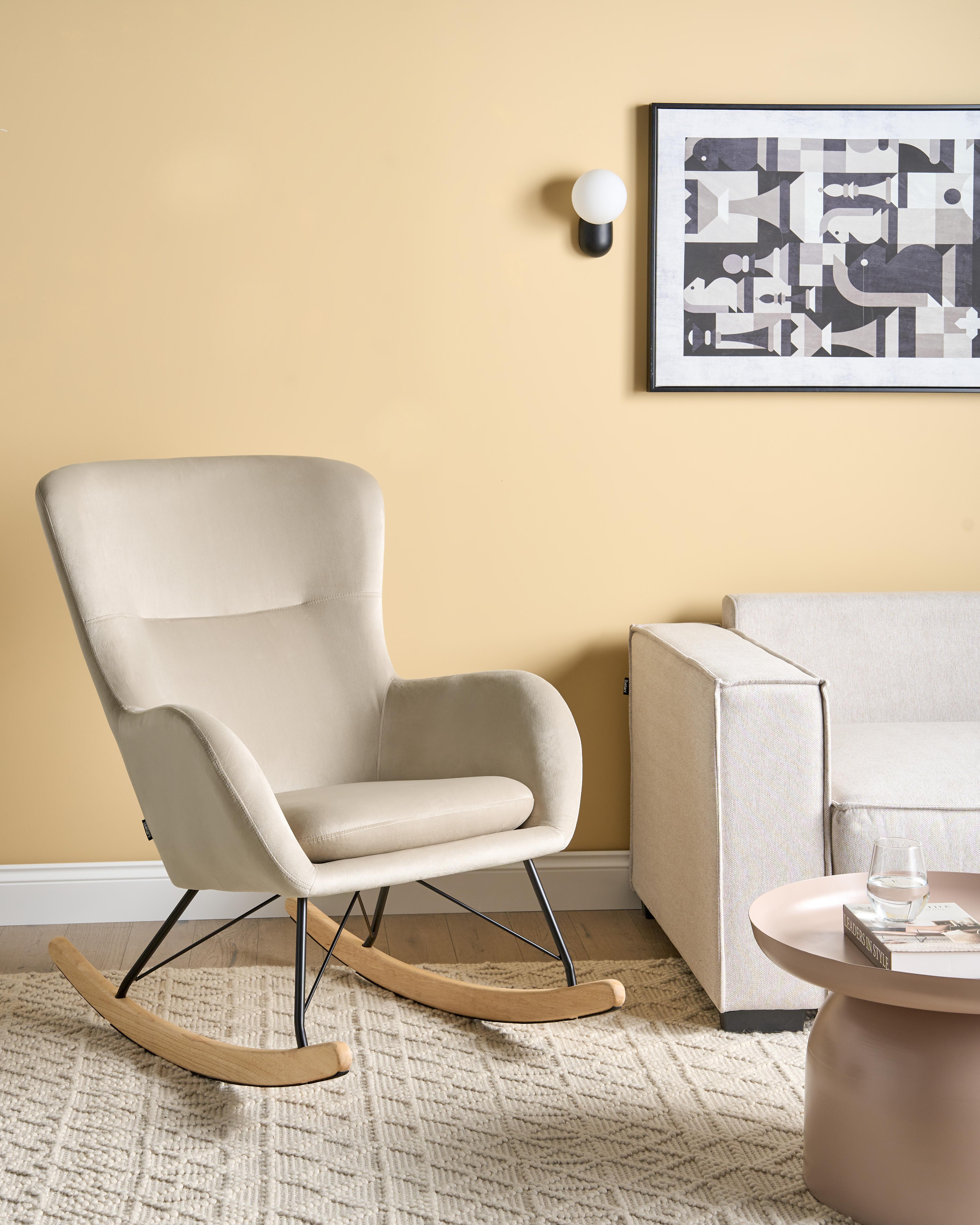 Schommelstoel ELLAN Fluweel Beige