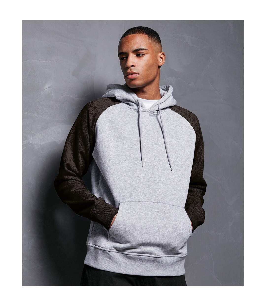 Build Your Brand - Sweat à capuche BASIC - Homme (Gris chiné / noir) - UTRW8065