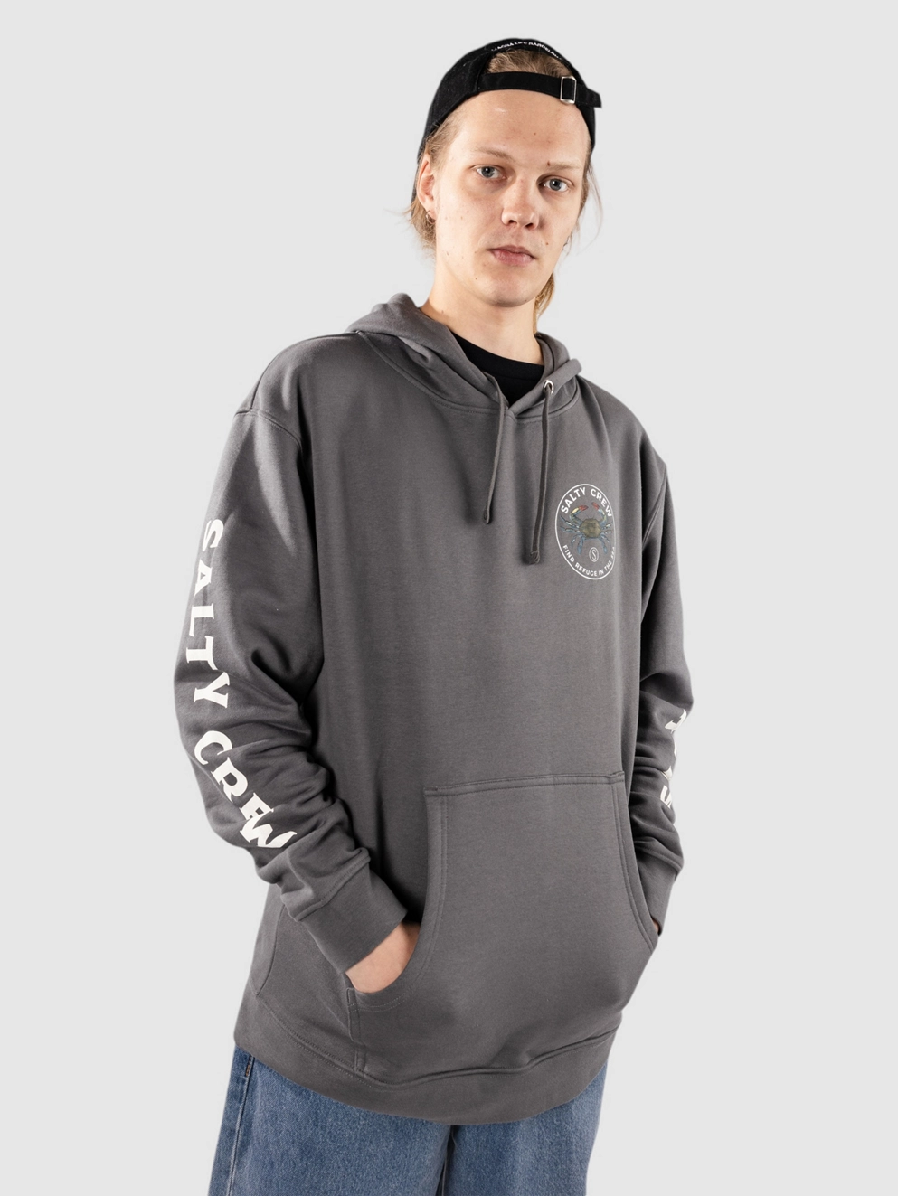 Salty Crew Blue Crabber Fleece Hoodie charcoal