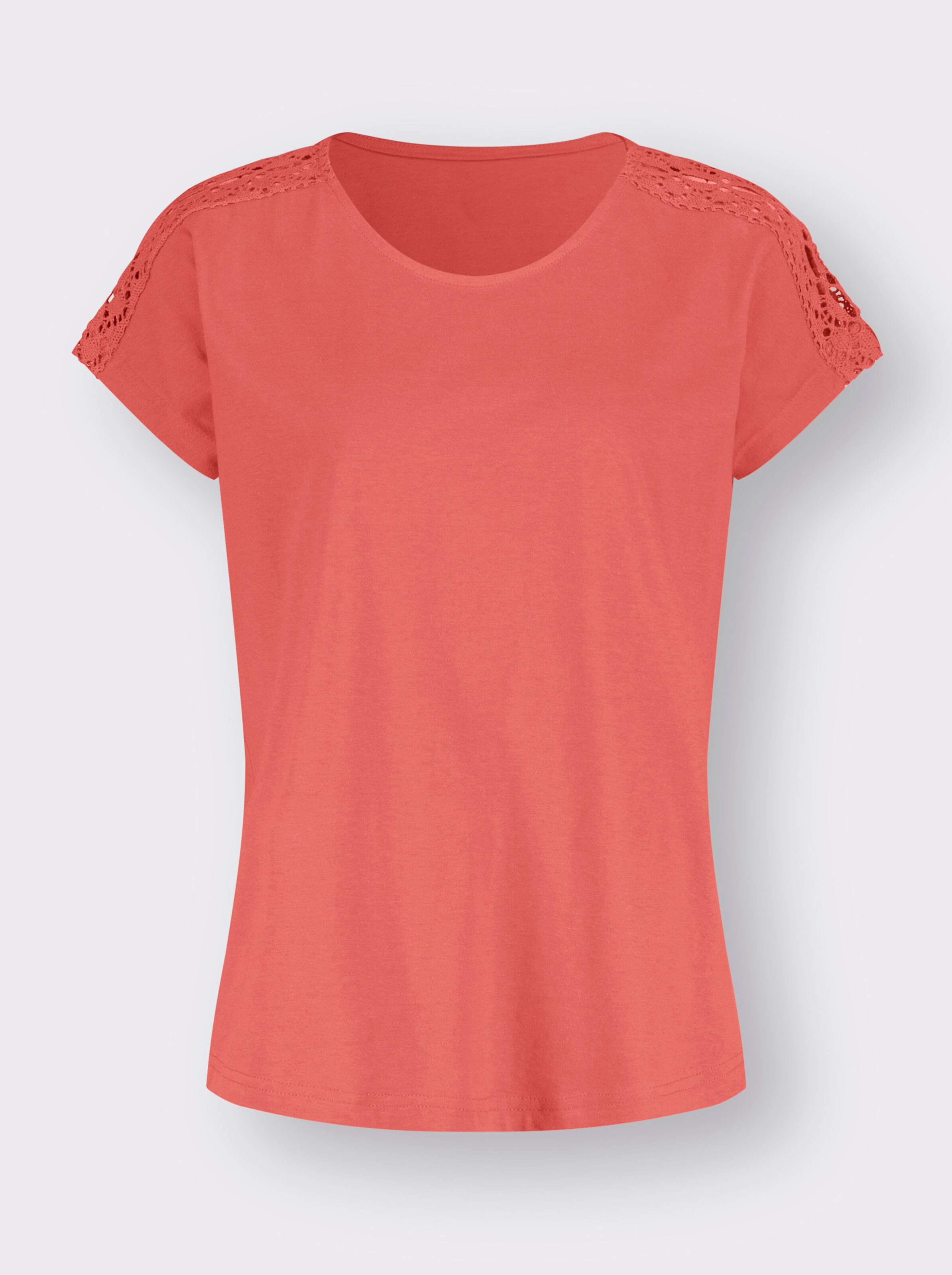 Kurzarmshirt mit Spitze an den Schultern
