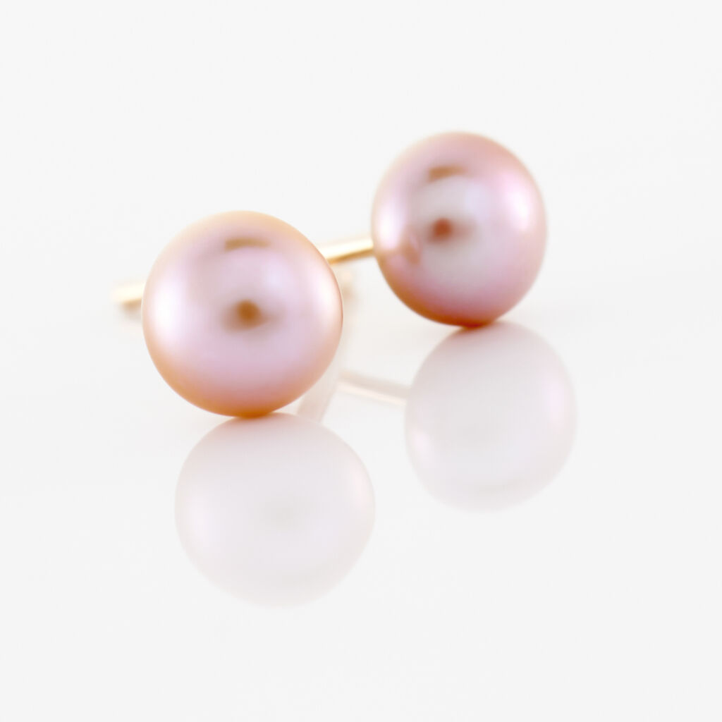 Boucles D'oreilles Puces Ursulina Or Jaune Perle De Culture