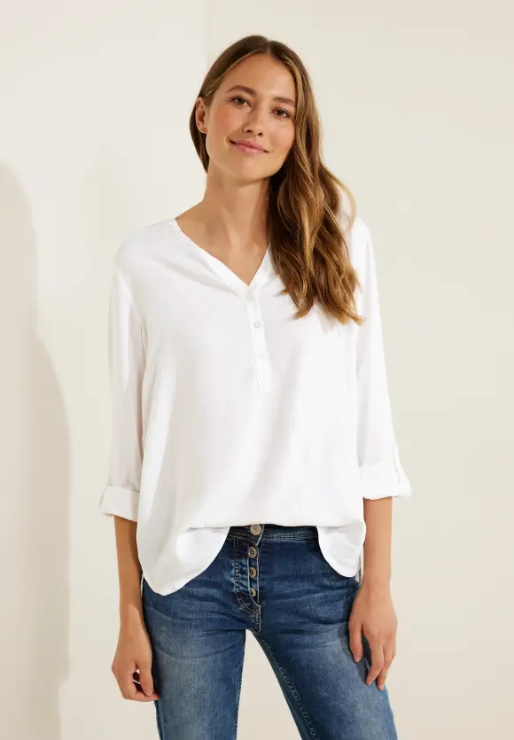 Bluse in Unifarbe - White