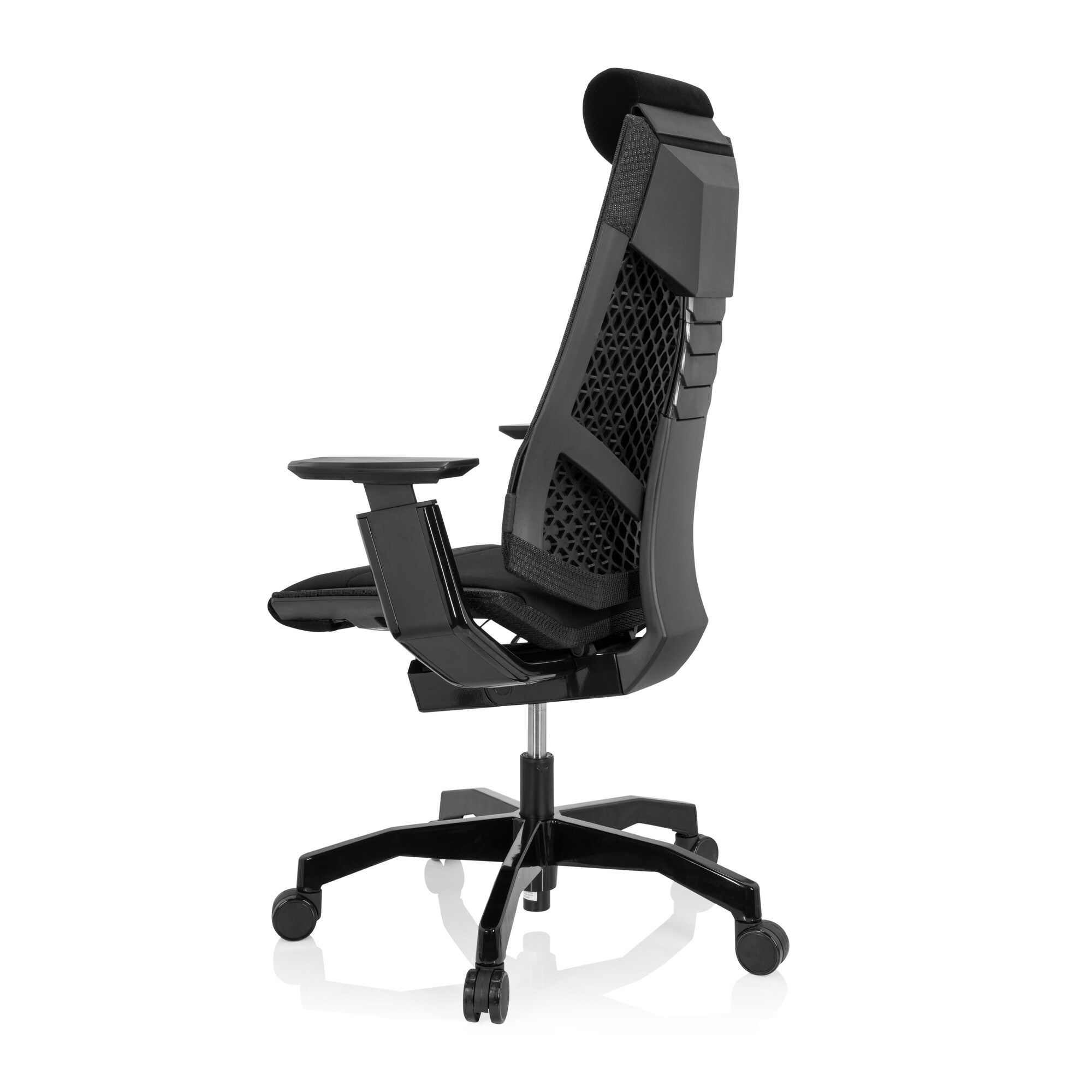 High End Bürostuhl GENIDIA BLACK Stoff mit Armlehnen hjh OFFICE