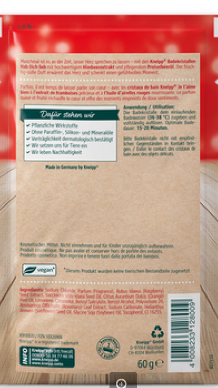 Kneipp® Badesalze Hab dich lieb, Himbeere und Preiselbeere 60g