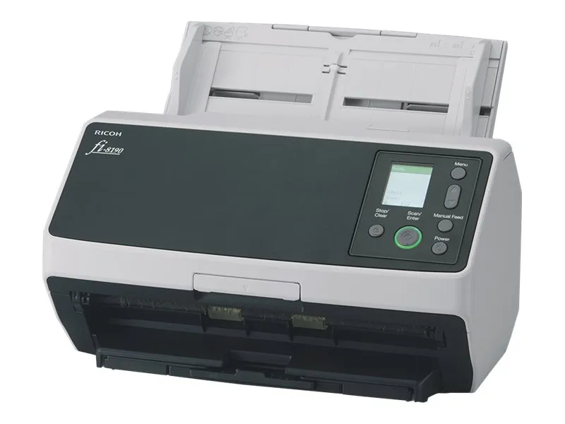 Ricoh fi-8190 - Dokumentscanner - Dual CIS - Duplex - 216 x 355.6 mm - 600 dpi x 600 dpi - op til 90 ppm (mono) / op til 90 ppm (farve) - ADF (100 ark) - op til 13000 scanninger pr. dag - USB 3.2 Gen 1, Gigabit LAN