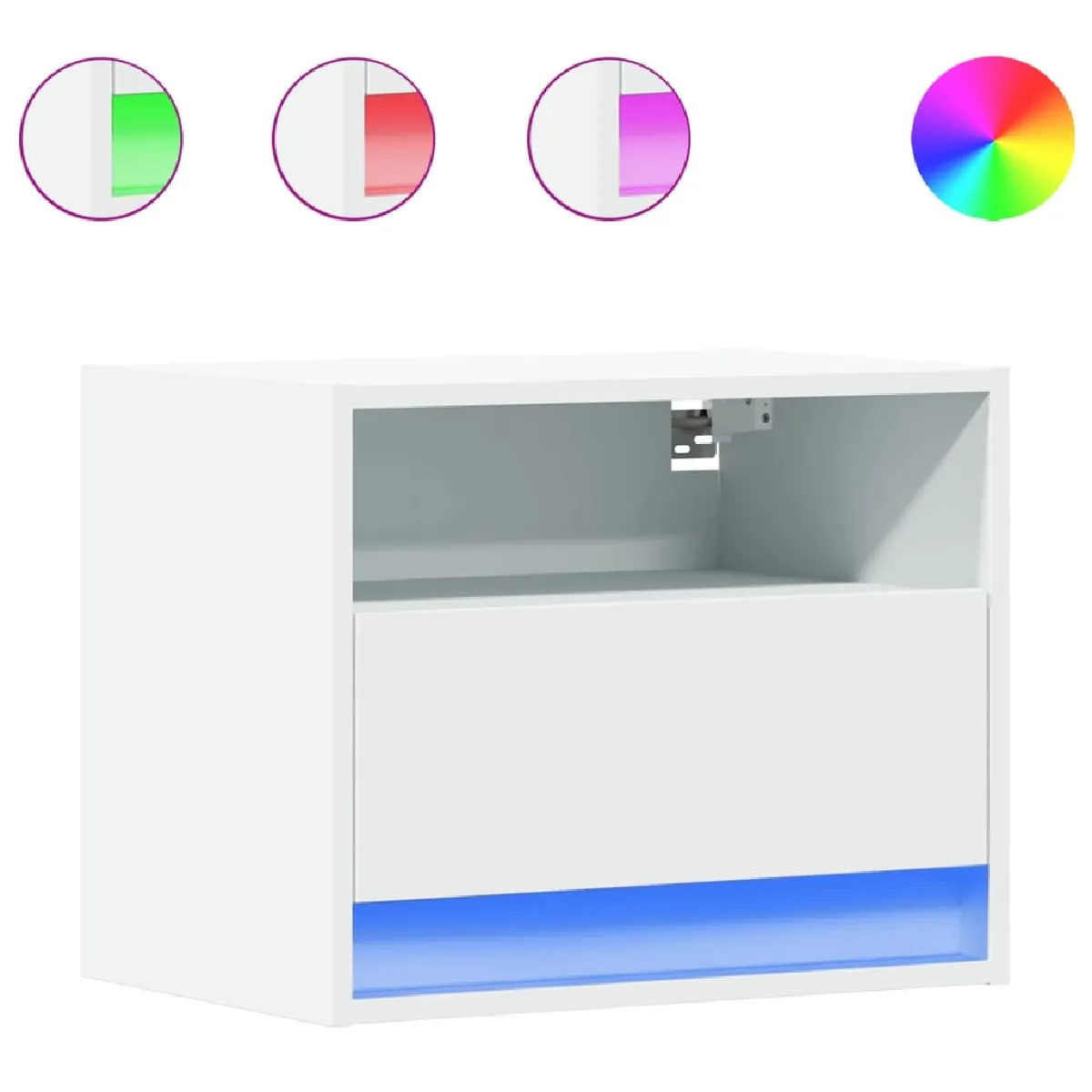 vidaXL Table de chevet murale LED Blanc