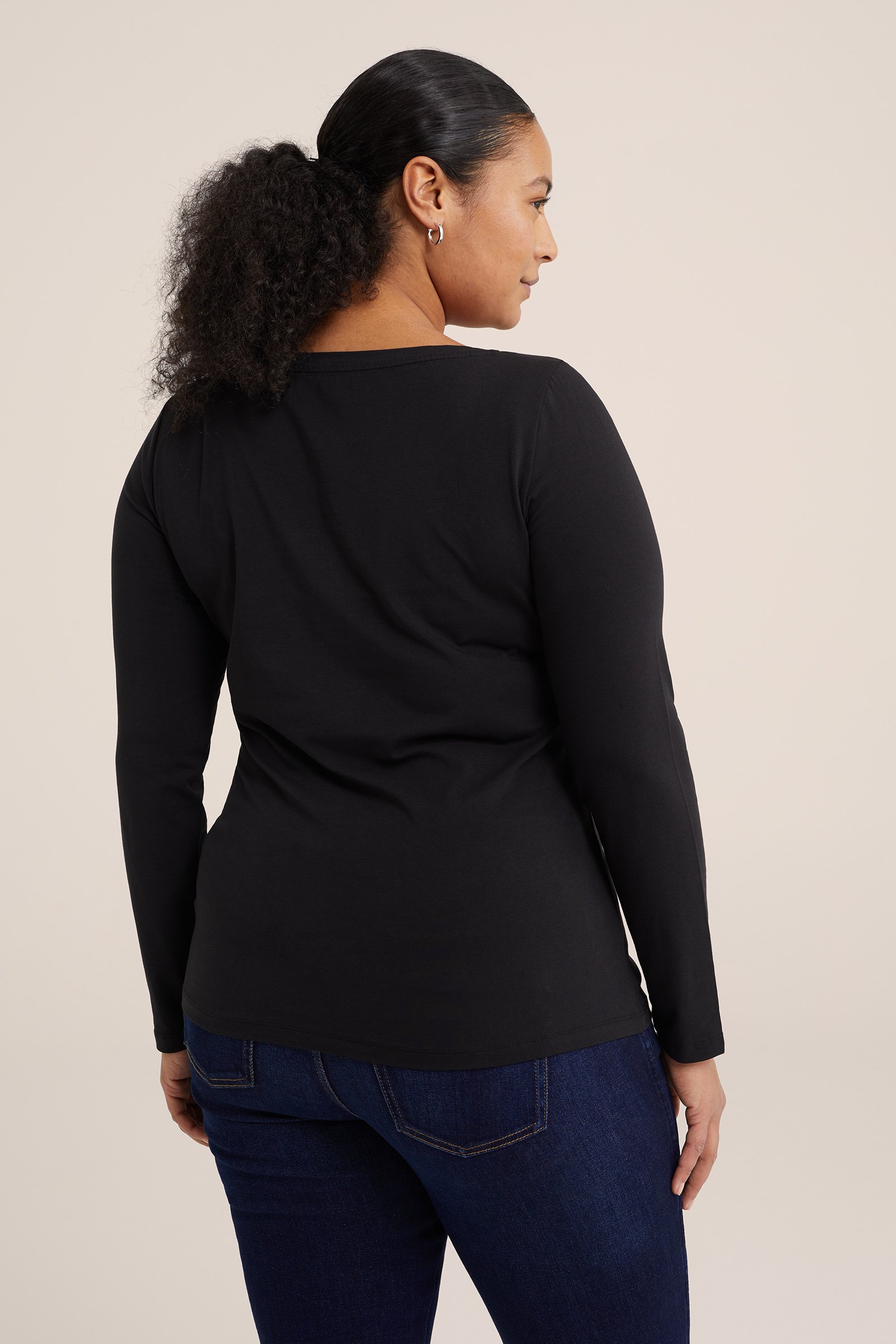 T-shirt - Curve WE Fashion Zwart