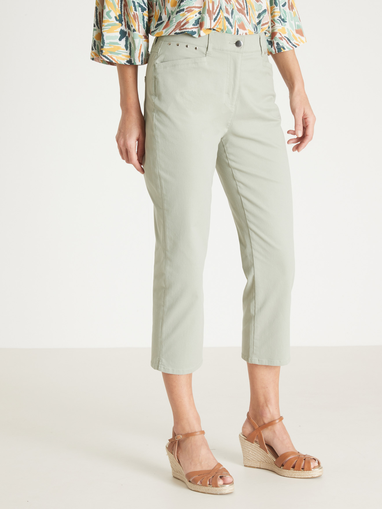 Pantalon corsaire en toile extensible