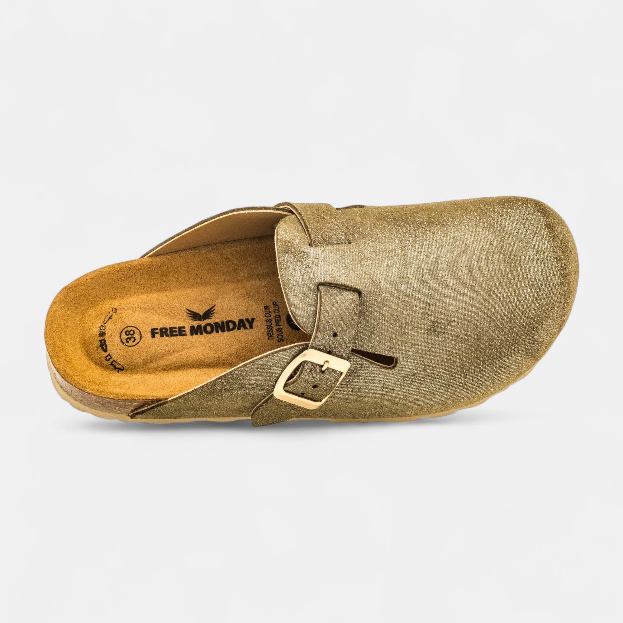 Mules Femme en cuir kaki